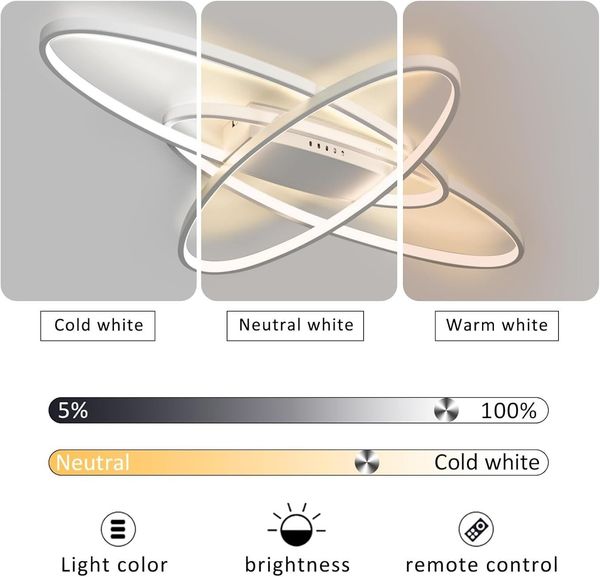 Nettlife LED Deckenleuchte Wohnzimmerlampe mit Fernbedienung Geometrisch, Dimmbar, Für Wohnzimmer Schlafzimmer Esszimmer Büro