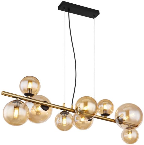 Hängeleuchte Esszimmer LED Hängelampe Amber Glas Kugeln Pendelleuchte 56135-9H