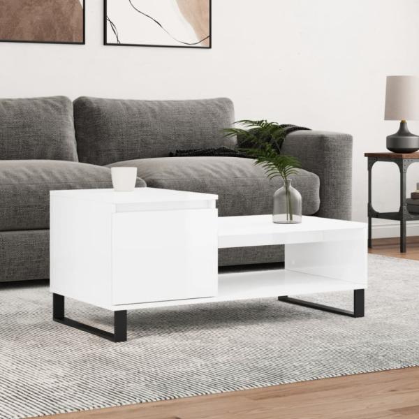 vidaXL Couchtisch Hochglanz-Weiß 100x50x45 cm Holzwerkstoff 830838