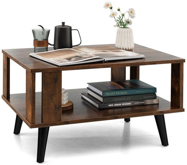 COSTWAY Couchtisch 2 Ebenen Beistelltisch, industriell, 70 x 50 x 41 cm