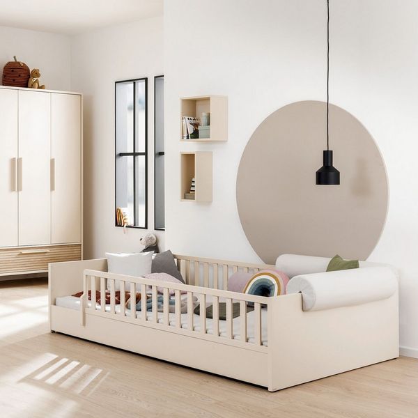 PAIDI Kinderbett LITTLE FLO, vom Baby bis zum Teeni, in mehreren Farben und Breiten (Breite/Länge: 90x200cm + 120X200cm +140x200cm), umbaubar zum Kinder- oder Jugendbett, Bodenbett auch als Sofa nutzbar