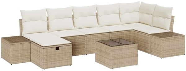vidaXL Gartensofa-set mit Kissen 8 pcs Beige Poly-Rattan 3359410