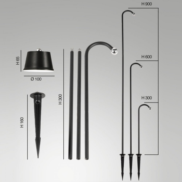 Fabas Luce 3742-72-101 LED Akku Erdspießleuchten-Set Armanda schwarz dimmbar magnetisch Bild 5