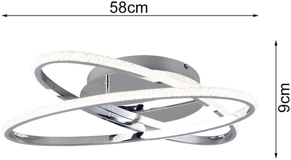 LED Deckenleuchte LANE dimmbar, Kristall Ringe oval schwenkbar Chrom, Ø 58cm Bild 4