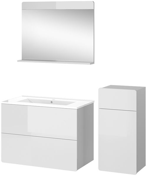 Badmöbel-Set Izan Weiß 4 Teile mit Midischrank Vicco