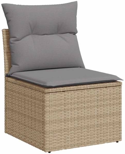 vidaXL 9-tlg. Garten-Sofagarnitur mit Kissen Beige Poly Rattan 3326210 Bild 2