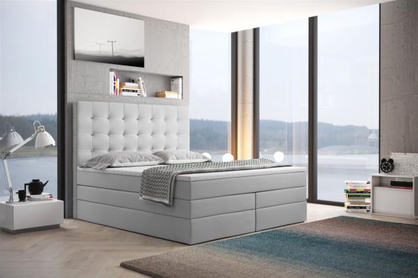 Boxspringbett Schlafzimmerbett TRIANA DELUX 200x200cm in Kunstleder Weiss