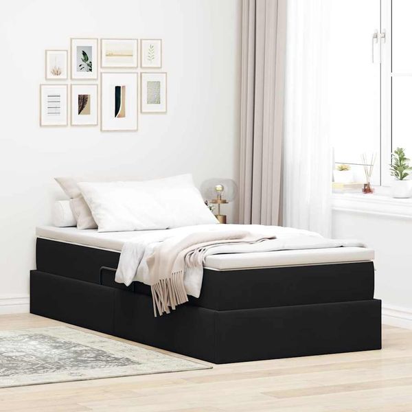 vidaXL Aufbewahrungsbett mit Matratze Schwarz 100 x 200 cm Samt 3370283