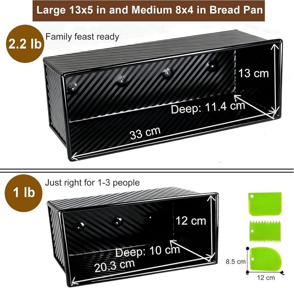 FELIXLEO Brotbackform "2er-Set Brotbackform mit Deckel (1000g & 450g) für Toast & Sandwich ", (1-tlg)
