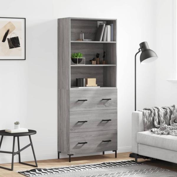 vidaXL Highboard Grau Sonoma 69,5x34x180 cm Holzwerkstoff 3189387