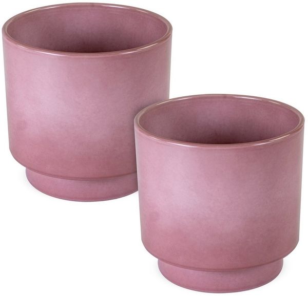 matches21 HOME & HOBBY Blumentopf Übertöpfe in Ø 10,5 cm, Blumentöpfe in Altrosa im 2er Set (2 St), Blumenübertöpfe aus Keramik für Zimmerpflanzen