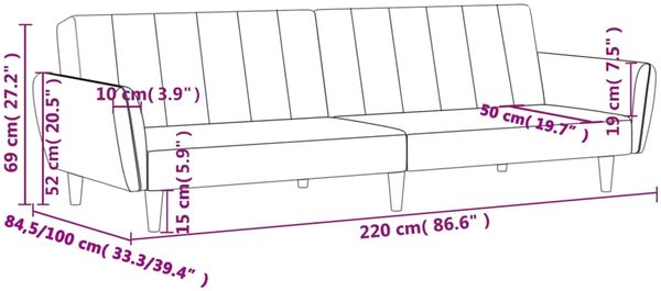 vidaXL Schlafsofa 2-Sitzer Gelb Samt 375864 Bild 11