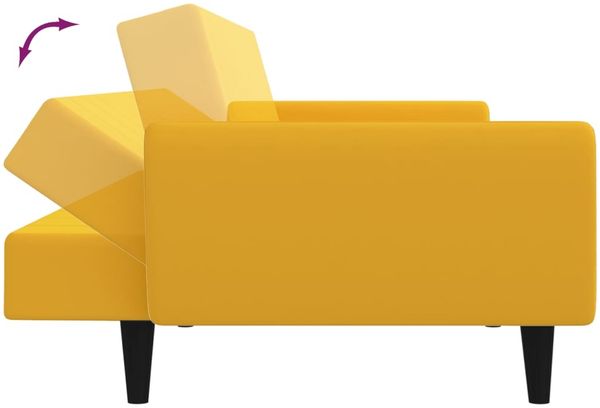 vidaXL Schlafsofa 2-Sitzer Gelb Samt 375864 Bild 7