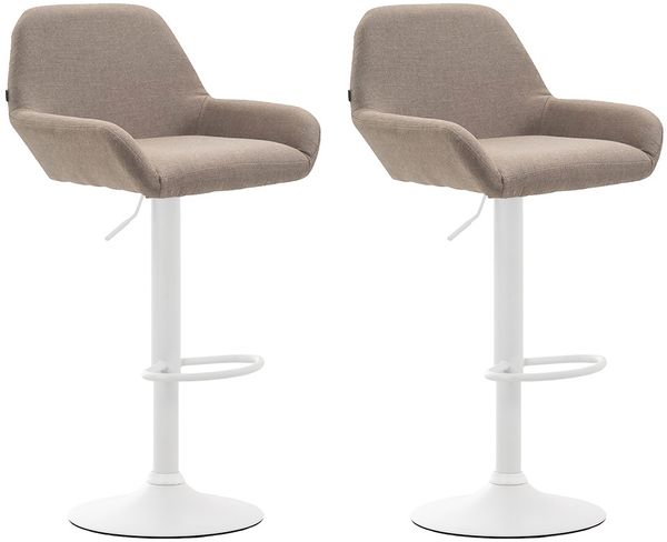 CLP 2er Set Barhocker Braga Stoff drehbar und höhenverstellbar,taupe weiß