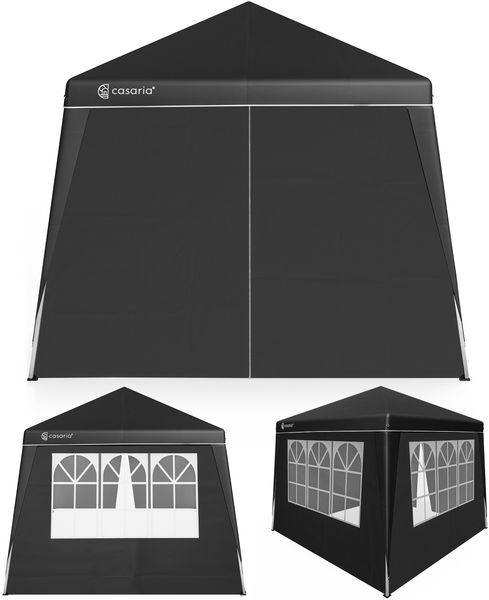 CASARIA® Set 3x3m Pavillon und 4x Seitenteil schwarz