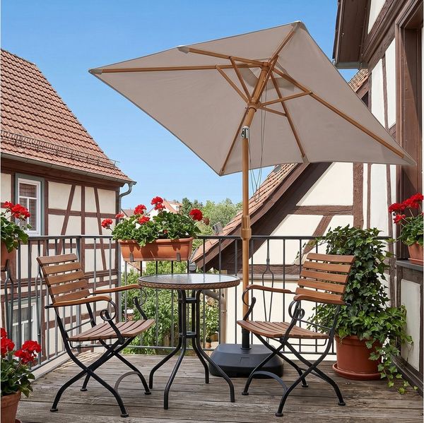 Sekey Sonnenschirm 200x150 cm Holzoptik Balkonschirm Rechteckig Wasserdicht, Knickbar, LxB: 200x150 cm, Sonnenschirm für Balkon Knickbar, Wasserdicht, UPF 50+