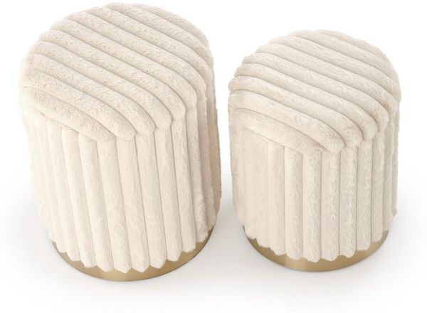 Lookway Hocker AUREA Gepolsterter Pouf-Set mit Stauraum – Aufklappbarer Sitzhocker (2er Set), Durchmesser: ⌀ 36 cm & ⌀ 31 cm