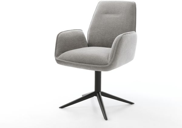 Drehstuhl Zoa-Flex Strukturstoff Soft Grau Fußkreuz Schwarz 360° drehbar Wippfunktion Taschenfederkern
