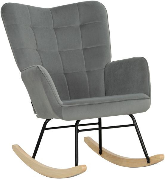 Schaukelsessel 71x98x101 cm, gepolstert, Samtoptik dunkelgrau Bild 2
