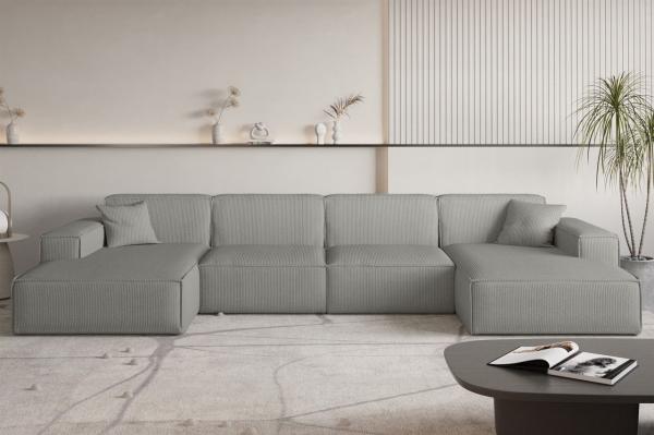 Wohnlandschaft Sofa U-Form CELES PREMIUM in Stoff Scala Grau