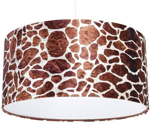 BPS Koncept 0E0-155-40 Hängeleuchte GLAMOUR Velourss auf PVC-Basis Tierdruck, weiss 1xE27 60W H:102 Ø40cm dimmbar