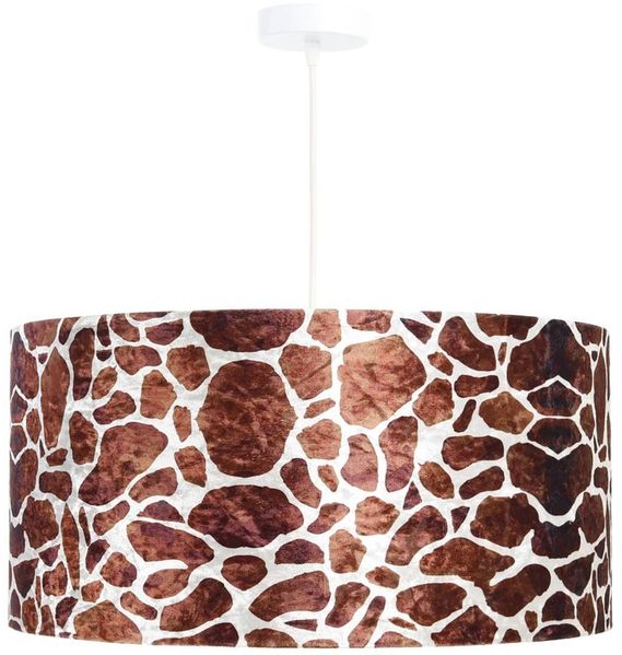 BPS Koncept 0E0-155-40 Hängeleuchte GLAMOUR Velourss auf PVC-Basis Tierdruck, weiss 1xE27 60W H:102 Ø40cm dimmbar Bild 3