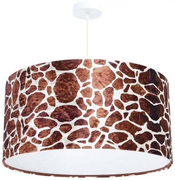 BPS Koncept 0E0-155-40 Hängeleuchte GLAMOUR Velourss auf PVC-Basis Tierdruck, weiss 1xE27 60W H:102 Ø40cm dimmbar Bild 4