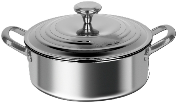 Edelstahl Kochtopf - Niedriger Topf geeignet für alle Herdarten, Antihaft 24 cm