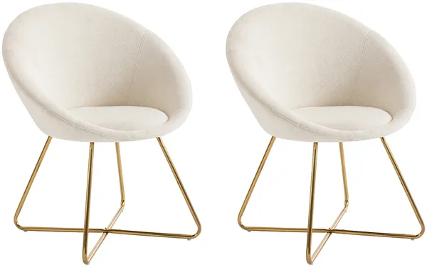 Vente-unique - BURBAN Stuhl Stoff Weiß - B 57,5 cm x H 83 cm x L 70 cm