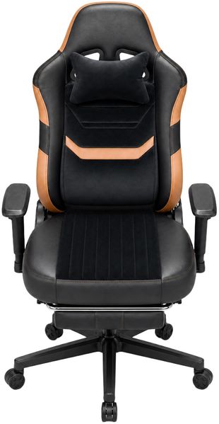 JUMMICO Gaming Stuhl für Erwachsene (Big & Tall), Belastbar bis 200 KG, Schwerer Ergonomischer Bürostuhl mit 2D Armlehnen, Fußstütze, 90°-160° Verstellbarem Schreibtischstuhl, Braun