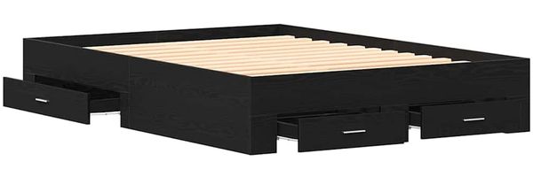 vidaXL Bettrahmen Schwarz Eichen-Optik 140 x 190 cm Holzwerkstoff 3333974 Bild 6