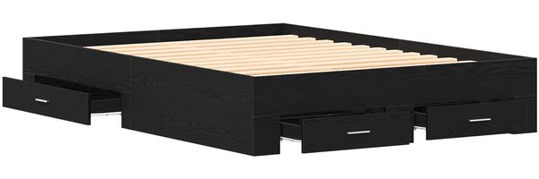 vidaXL Bettrahmen Schwarz Eichen-Optik 140 x 190 cm Holzwerkstoff 3333974 Bild 5