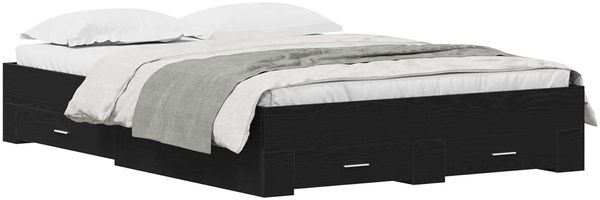vidaXL Bettrahmen Schwarz Eichen-Optik 140 x 190 cm Holzwerkstoff 3333974 Bild 2
