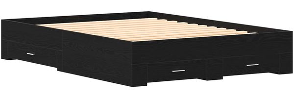 vidaXL Bettrahmen Schwarz Eichen-Optik 140 x 190 cm Holzwerkstoff 3333974 Bild 4