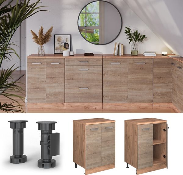 Erweiterungsschrank Rion Sonoma/Goldkraft Eiche 60 x 46 cm ohne Schräge mit 2 Türen Vicco Bild 5