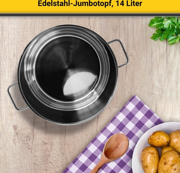 Karl Krüger 72727 Jumbotopf Edelstahl mit Glasdeckel 28 cm, Inhalt 14 Liter / Kochtopf / Maxi Topf / INDUKTION Bild 2