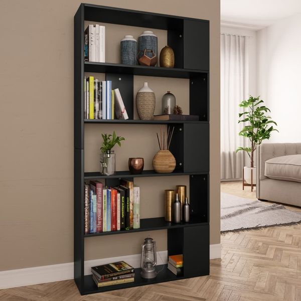 Bücherregal | Raumteiler Regal Schwarz 80x24x159 cm Holzwerkstoff