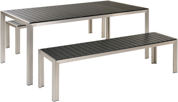 Gartentisch Set NARDO 180x90x75 cm Schwarz-Silber