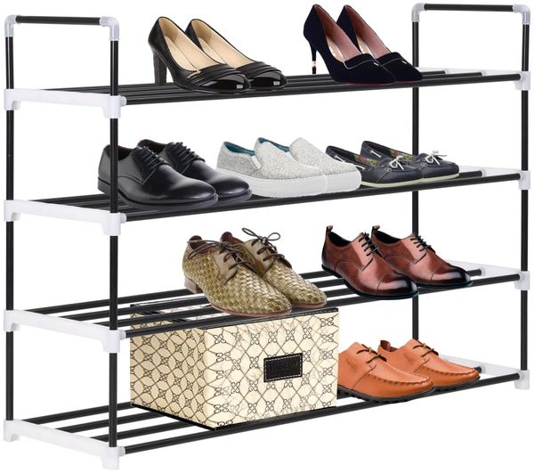 vidaXL Schuhregal mit 4 Etagen Metall und Kunststoff Schwarz 245626 Bild 7