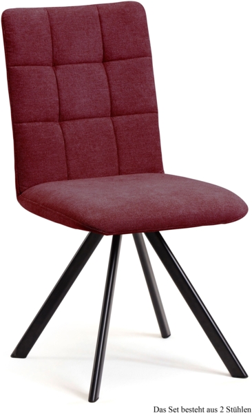 Esszimmerstuhl drehbar (2er-Set) Despa 47x91x60 Schwarz/Marsala