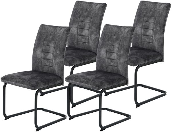 4er Set XL-Schwingstuhl Gela - Vintage Velvet Anthrazit