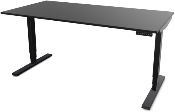 ASSMANN Elektrisch höhenverstellbarer Schreibtisch Y-Line 160x70cm Schwarz Schwarz Metall Holz Melaminoberfläche