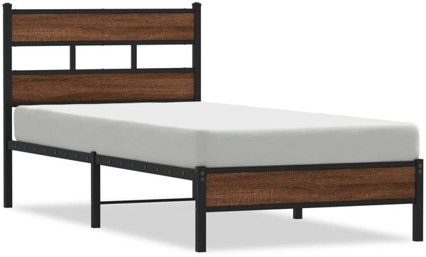 Einzelbettgestell Design für Erwachsene ohne Matratze Braun Eiche 100x190 cm Holzwerkstoff d4117e