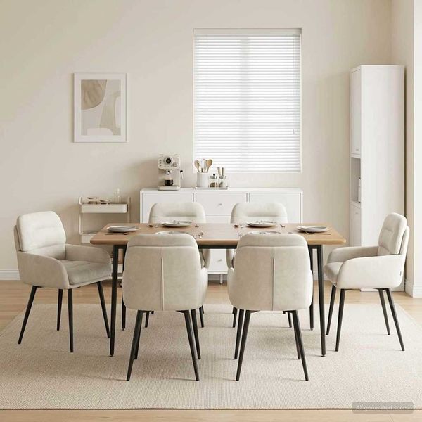 vidaXL Esszimmerstühle 6 pcs Samt (V) Creme 59 x 59,5 x 90 cm 3428253