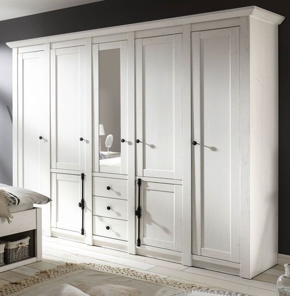 'Hooge' Kleiderschrank in Pinie weiß, 236x206 cm