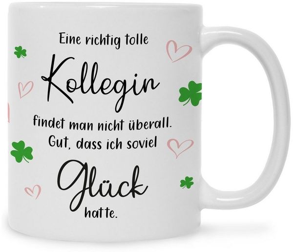 GRAVURZEILE Tasse mit Spruch Tolle Kollegin, Keramik, Farbe: Weiß