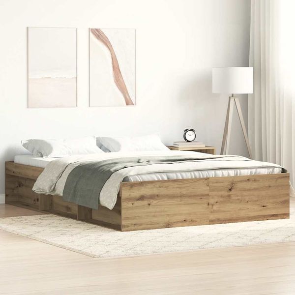 vidaXL Bettgestell ohne Matratze Artisan-Eiche 120x190cm Holzwerkstoff 3328877