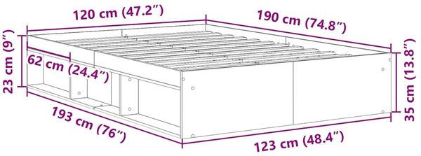 vidaXL Bettgestell ohne Matratze Artisan-Eiche 120x190cm Holzwerkstoff 3328877 Bild 10