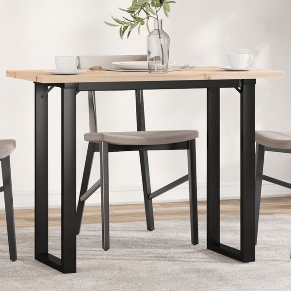 vidaXL Esstisch O-Gestell 100x50x75,5 cm Massivholz Kiefer & Stahl 3282741
