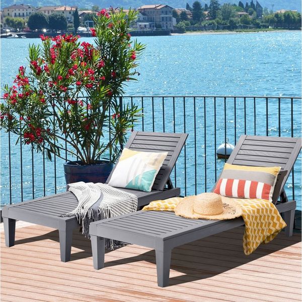 COSTWAY Gartenliege, wetterfest, 5-stufig Verstellbar, 180kg, 190x57,5x29cm